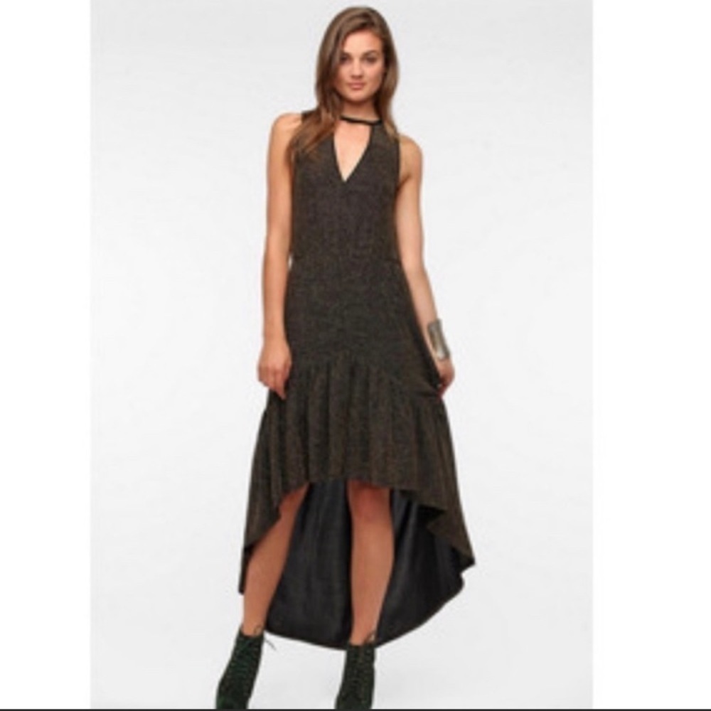 NWT Urban‎ outfitters Ecoté high low gold shimmer dress size medium